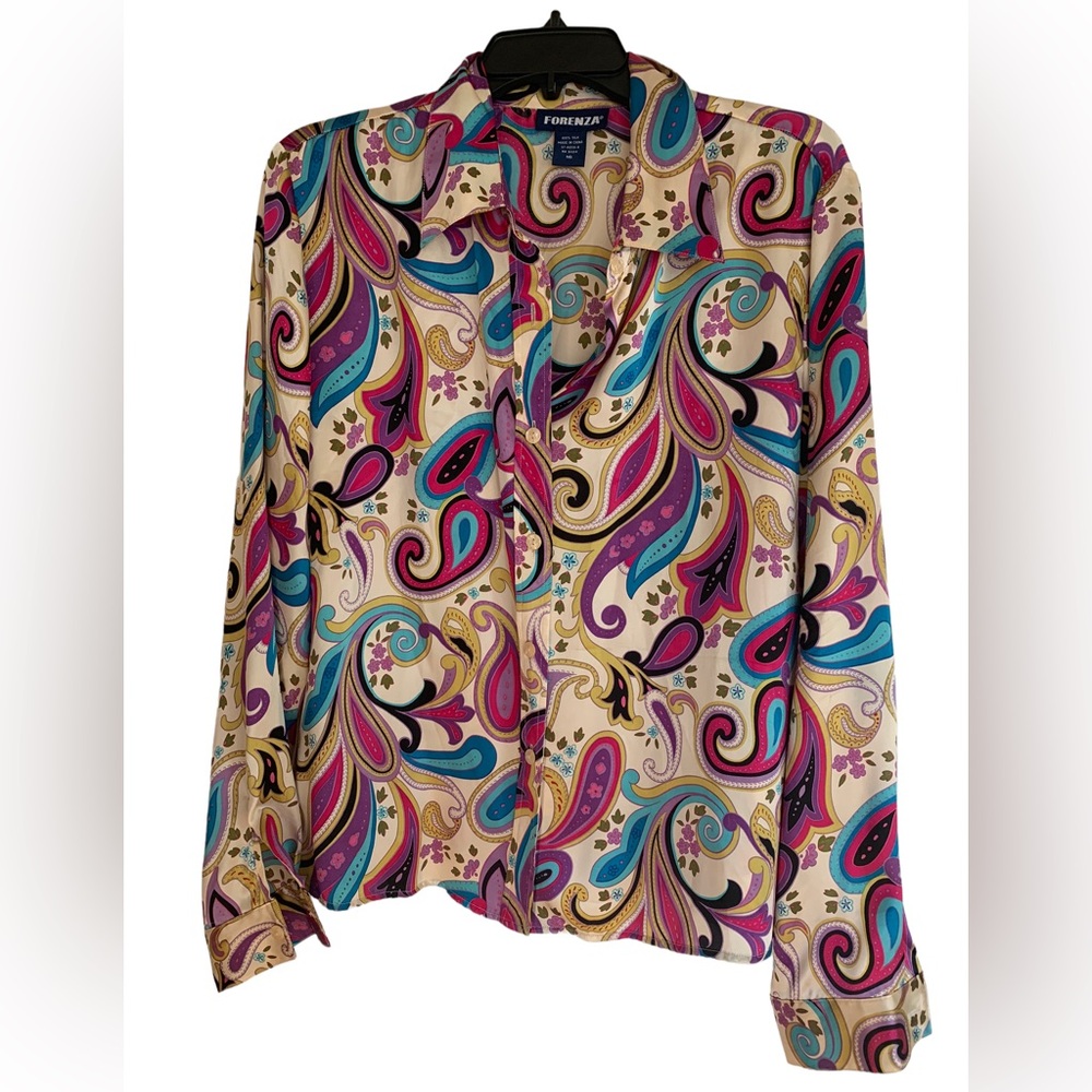 Vintage 100% Silk blouse by Forenza Sz 16